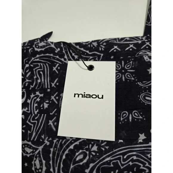 Miaou Tati Top Bandana Navy Silk Blend Corset Style Cropped Camisole Size S - Picture 5 of 11